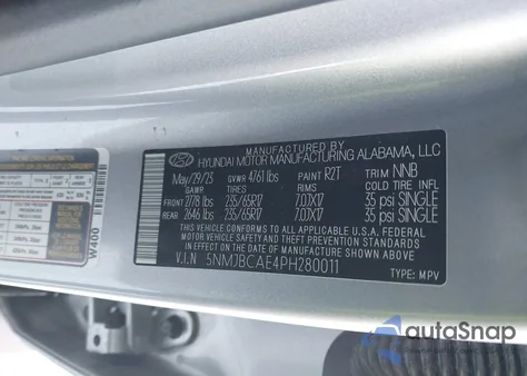 2023 Hyundai Tucson Sel from USA, damaged, VIN 5NMJBCAE4PH280011